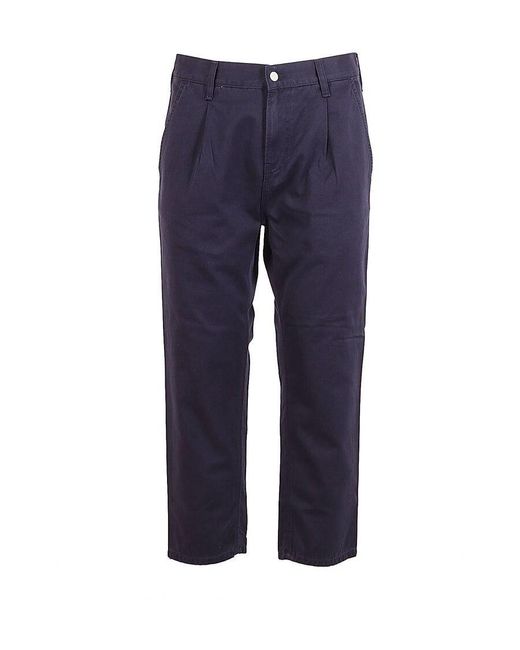 Carhartt Blue Wip Logo Patch Cropped Cargo Trousers for men