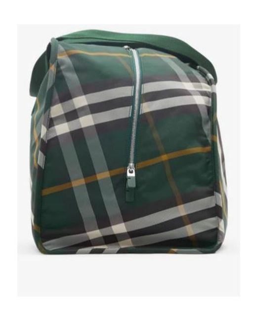 Burberry Green Shield Checkered Large Duffle Bag for men