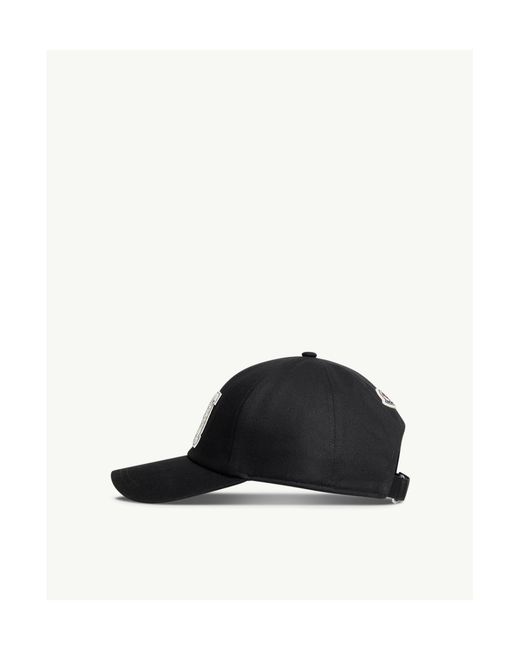 Moncler Black Monogram Gabardine Baseball Cap for men