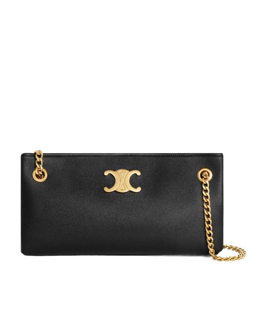 Céline Black Newspaper Chain Bag Triomphe Soft