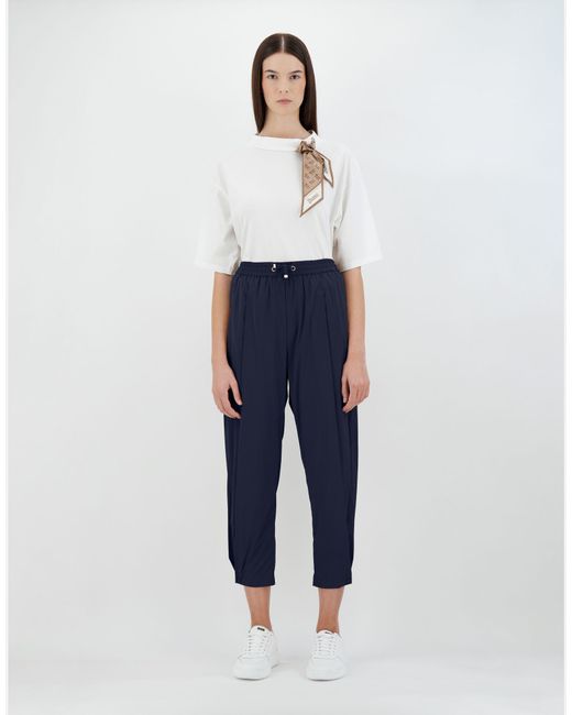 Herno Blue Lightweight Drawstring Cropped Trousers