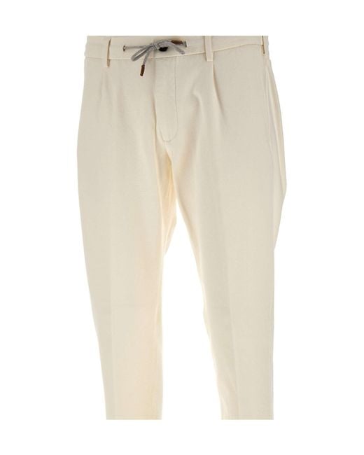 Eleventy Natural Drawstring-Waist Tapered Trousers for men