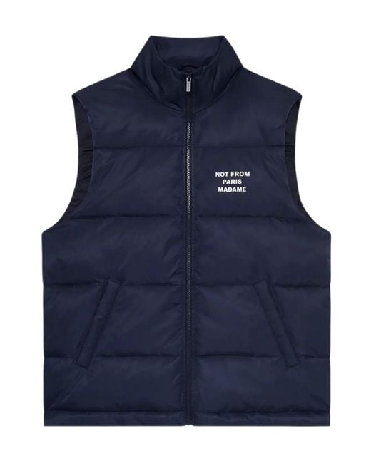 Drole de Monsieur Blue Drôle De Monsieur Slogan Padded Vest for men