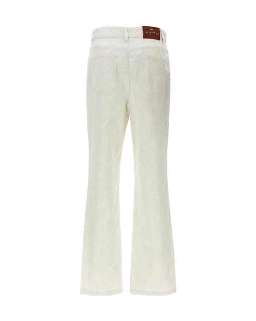 Etro Gray Paisley Printed Cropped Jeans