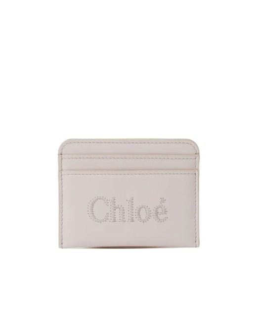 Chloé White Chloé Logo Embroidered Cardholder