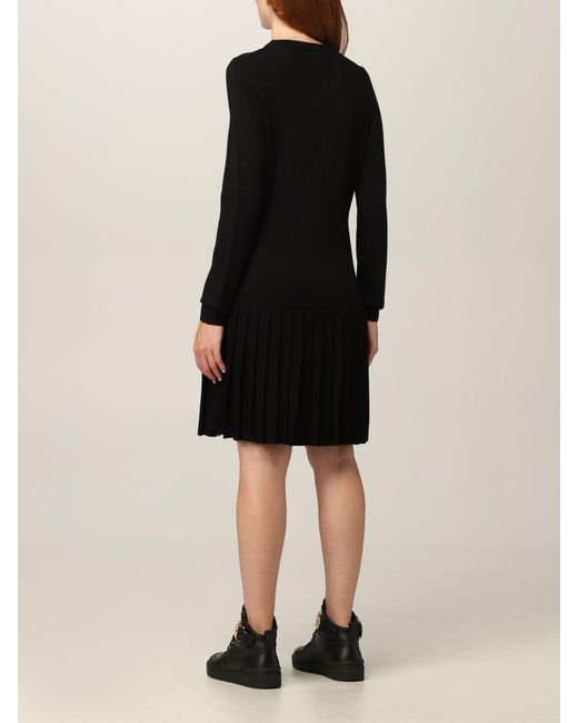Moschino Black Tulle-Heart Logo Knit Dress