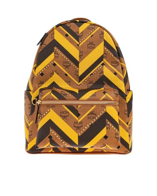 MCM Yellow Rivet Decoration Backpack for men