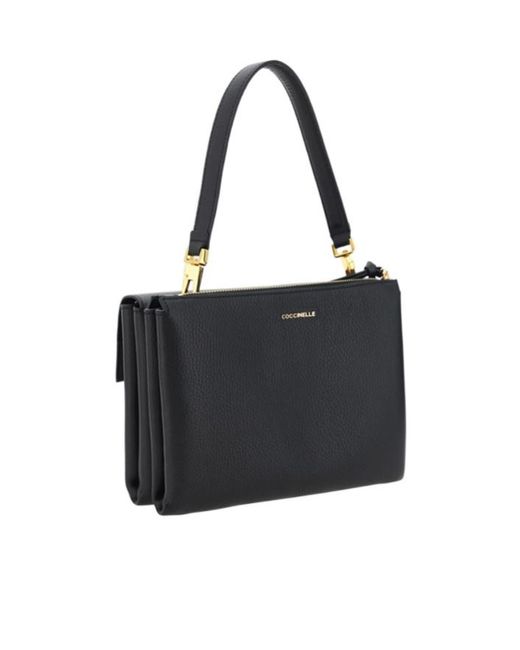 Coccinelle Black Arlettis Foldover Top Shoulder Bag