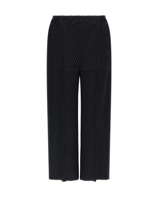 Issey Miyake Black Chevron-Pleating Trousers