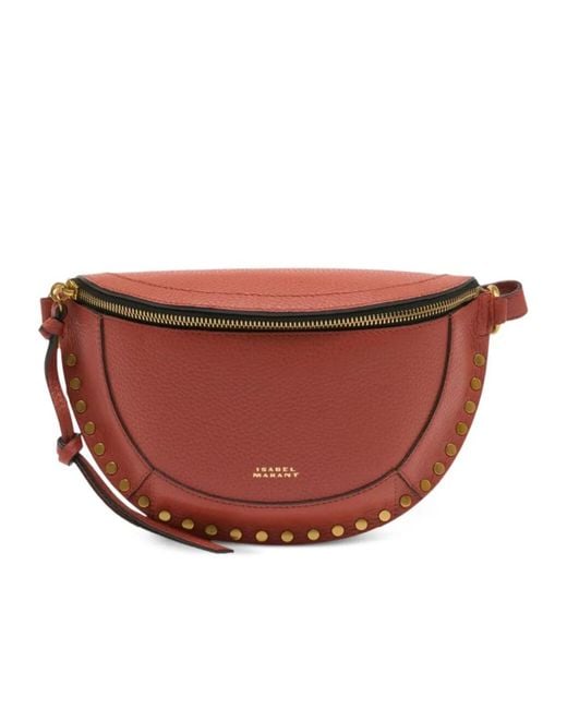 Isabel Marant Red Skano Studded-Detail Shoulder Bag