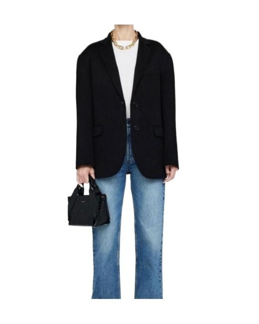Anine Bing Blue Single-Breasted Suit Jacket