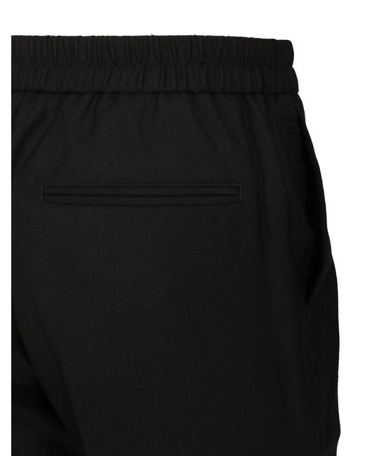 Paul Smith Black Elasticated-Waist Wool Trousers for men