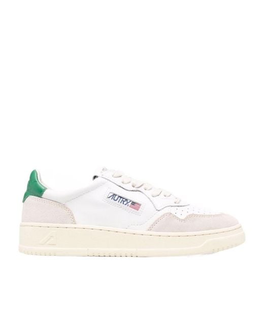 Autry White Medalist Perforated Low-Top Sneakers