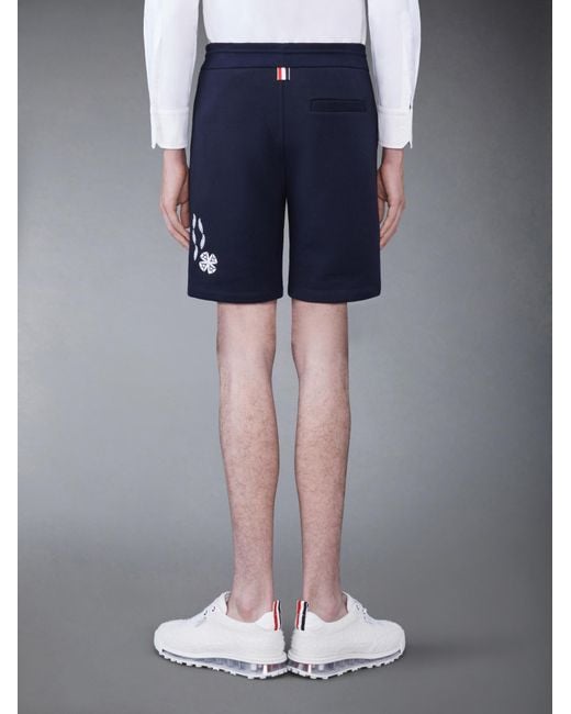 Thom Browne Black Embroidered Drawstring Track Shorts for men