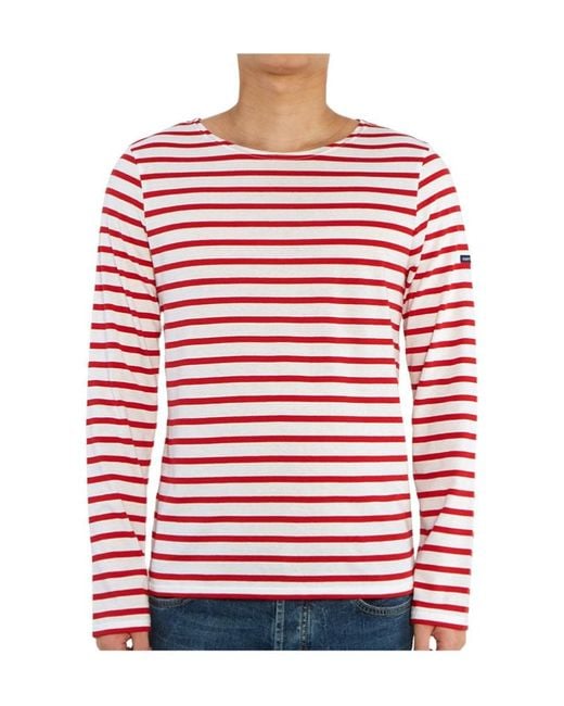 Saint James Red Striped Graphic T-Shirt for men