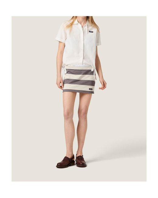 Miu Miu Gray Striped Knitted Mini Skirt