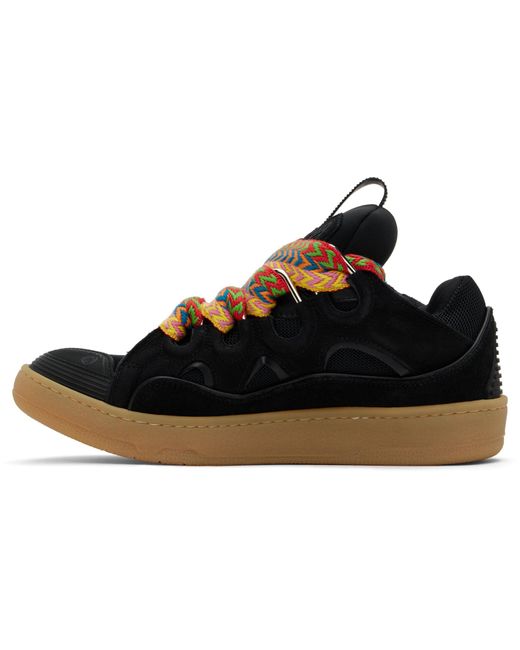 Lanvin Black Curb Round Toe Lace-Up Sneakers for men