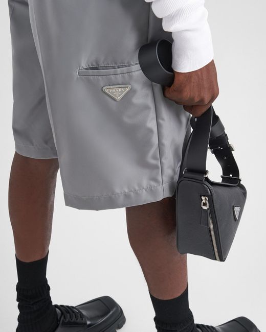 Prada Gray Re-Nylon Bermudas for men