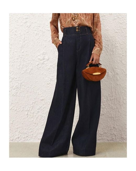 Zimmermann Blue Hypnotic Denim Tailored Pants