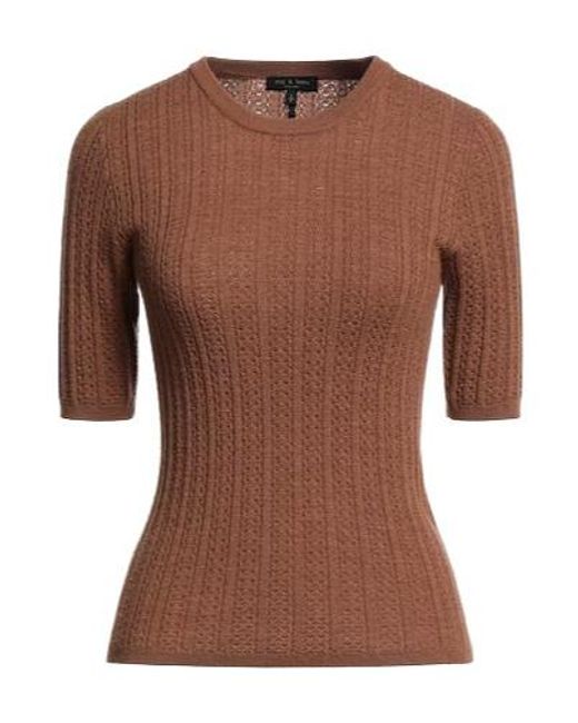 Rag & Bone Brown Solid Color Knitted Short-Sleeve Top