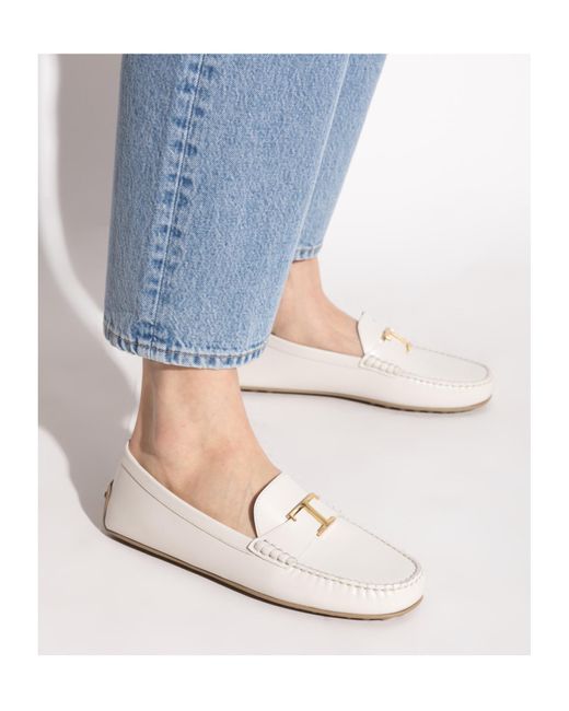 Tod's White Leather Loafers
