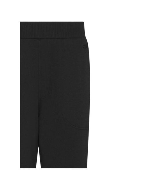 Zegna Black Logo Detail Elasticated Waistband Pants for men