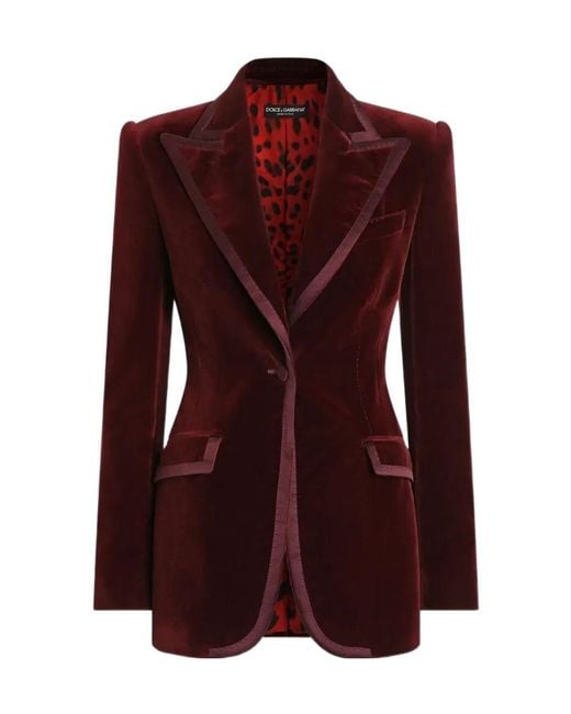 Dolce & Gabbana Purple Single-Breasted Velvet Blazer