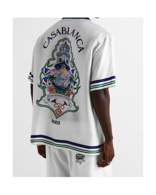 Casablanca White Button-Down Printed Shirt for men