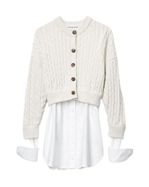 Alexander Wang Blue Bi-Layer Cable Shipping Cardigan
