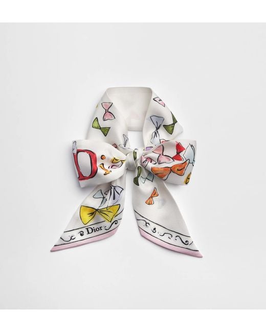 Dior White Iviera Bows Mitzah Scarf