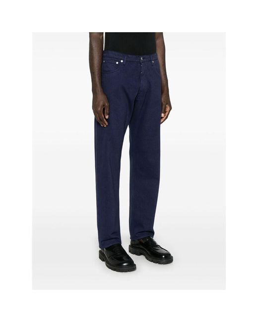 Prada Blue Logo Plaque Straight-Leg Jeans for men