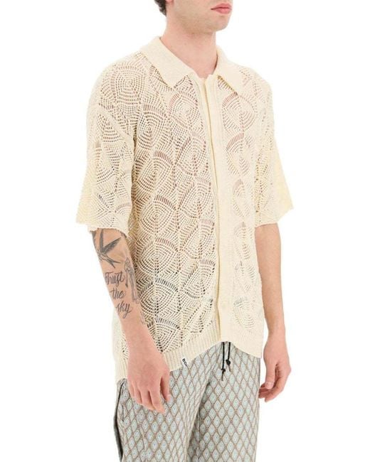 Bonsai Natural Short-Sleeved Buttoned Knitted Cardigan for men