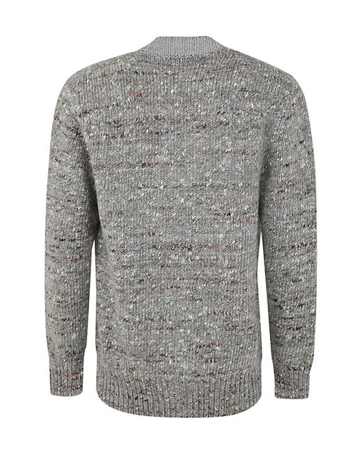 Lardini Gray Mélange Button-Up Ribbed-Trim Cardigan for men