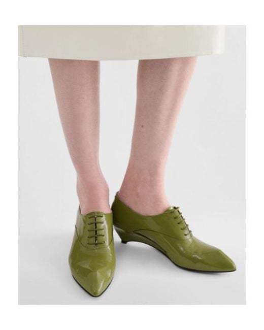 Jil Sander Green Lace-Up Shoe