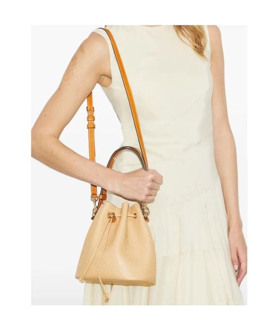 Tory Burch Natural T Monogram Bucket Bag