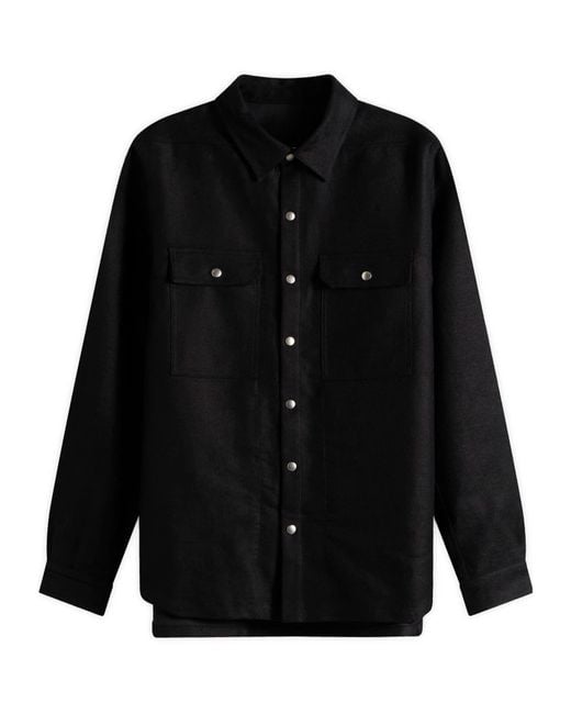 Rick Owens Black Long-Sleeve Shirt-Style Jacket for men
