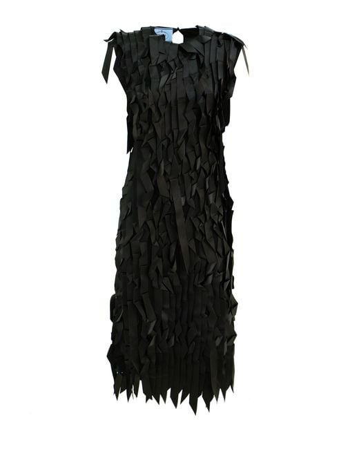 Prada Black Sablé Crewneck Sleeveless Dress