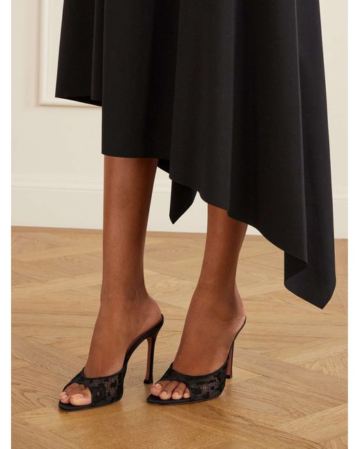 AMINA MUADDI Black Lace Mules