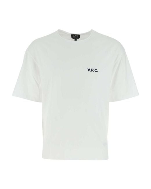 A.P.C. White Logo-Printed Crewneck T-Shirt for men