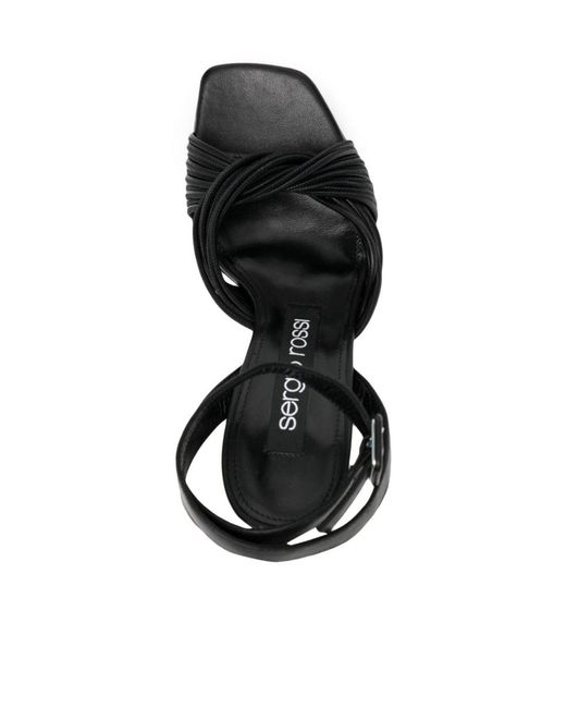 Sergio Rossi Black Square-Headed High-Heeled Sandals