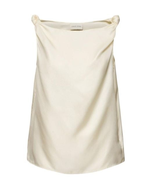 Loulou de Saison Natural Remy Sleeveless Draped Silk Top