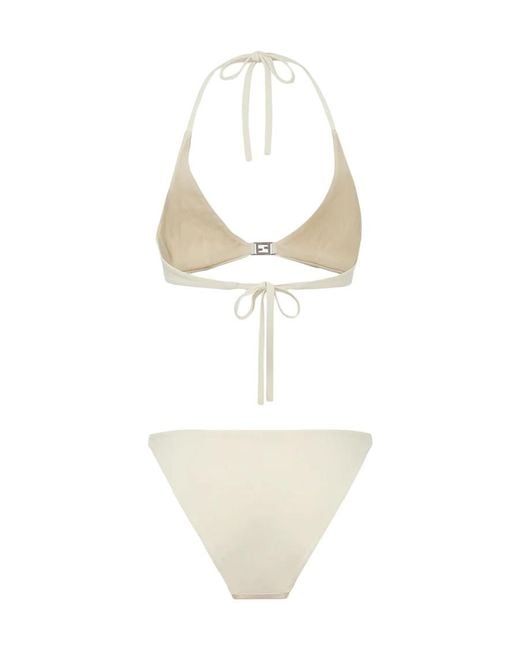 Fendi White Ff Detailed Two-Piece Swimsuit