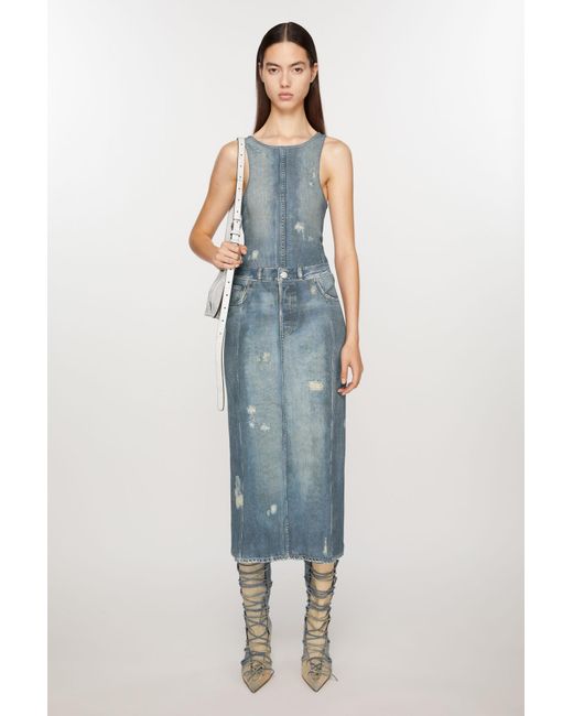 Acne Blue Denim Midi Skirt