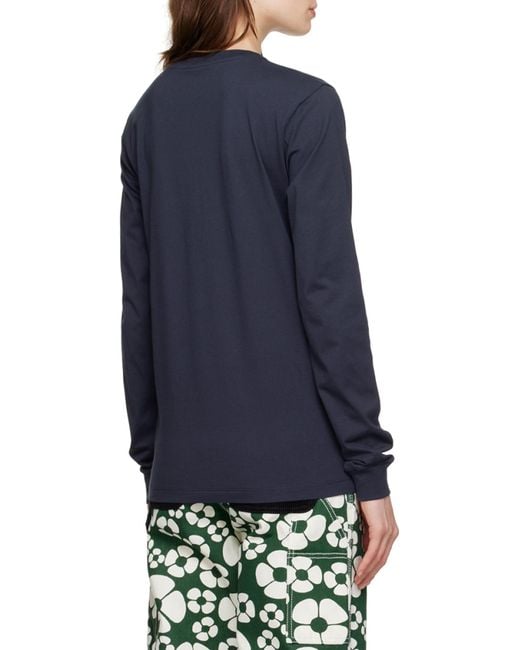 Marni Blue Logo-Print Long-Sleeved T-Shirt