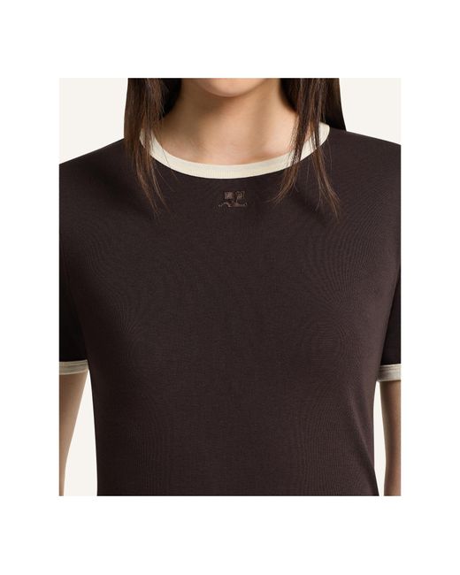 Courreges Brown Courrèges Cut-Out Contrast T-Shirt