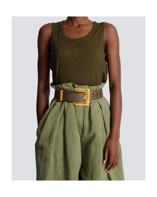 Balmain Metallic Wide Buckle Belt