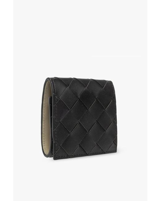 Bottega Veneta Black Intrecciato Folded Coin Purse for men