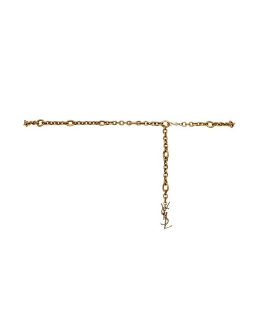 Saint Laurent White Cassandre Chain Belt