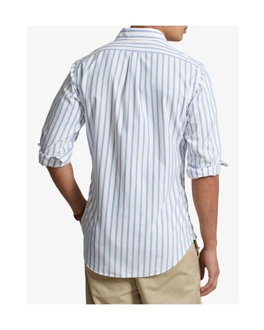Polo Ralph Lauren Blue Pony Embroidered Striped Shirt for men