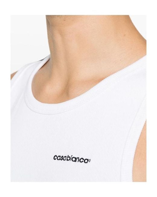 Casablanca White Logo-Print Tank Top for men